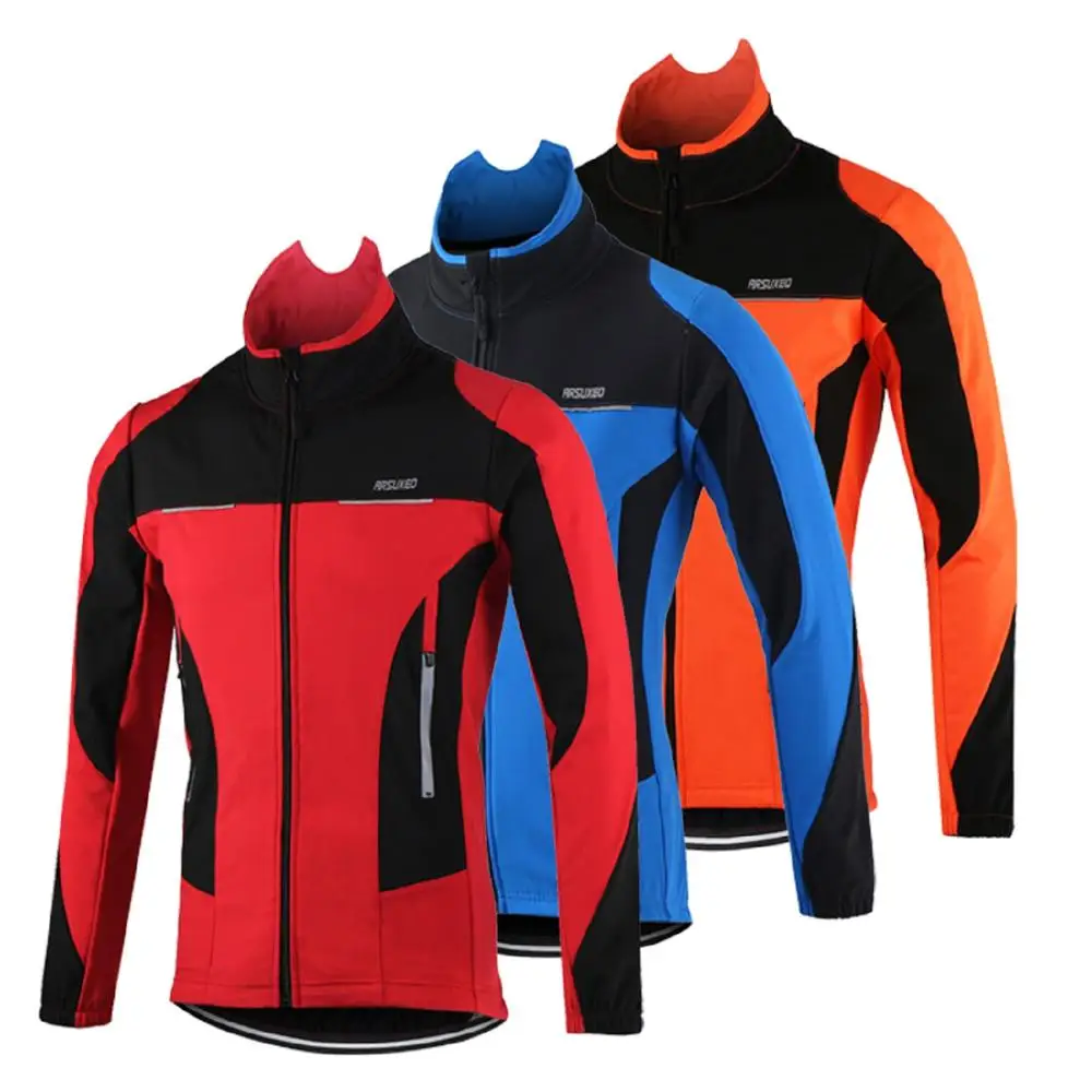 ARSUXEO Men Cycling Jacket Set Windbreak Waterproof Thermal Sportswear Bicycle Pants Trousers Bike Suits Clothing Motorcycle