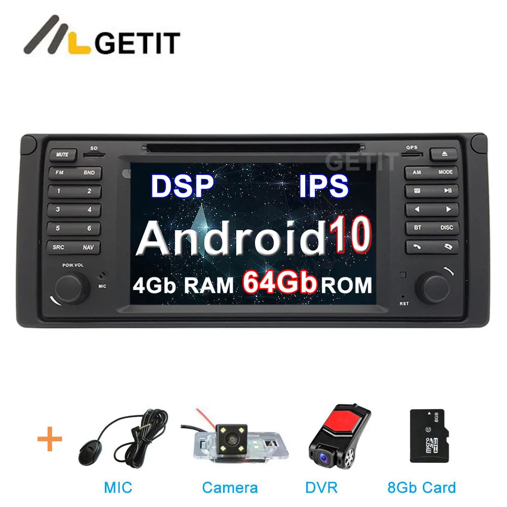 DSP 64G Android 10 автомобильный DVD стерео радио плеер gps для BMW E39 с WiFi BT - Цвет: 4G CAMERA-DVR-SD-DSP