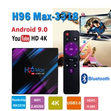 Smart-Tv-Box Google-Player Rockchip RK3318 H96MAX 2.4G/5G WIFI Bluetooth smart Media Player Android 4GB RAM 32GB 64GB ROM