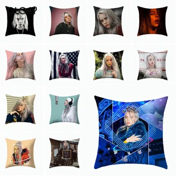 

Print Polyester Pillowcase Home Decoration Pillow Pop Singer Billie Fans Home Decoration Throw Pillowcase Hotel Decoration ...