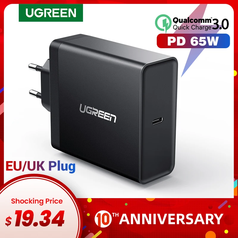 

Ugreen PD 65W Charger USB type C Charger for Apple MacBook Air iPad Pro Samsung ASUS Acer Tablet Charger for Nintendo Switch