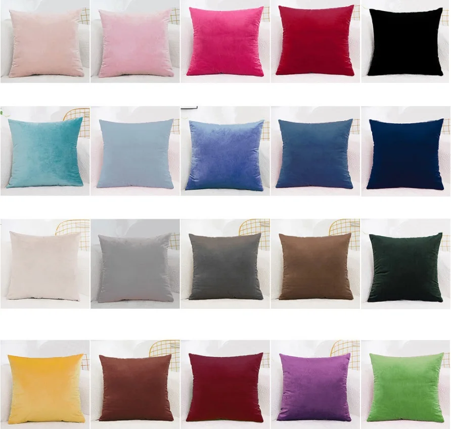 

Velvet Cushion Cover Pillowcase Solid Color Pillow Case Cojines Decor Sofa Throw Pillows Room Pillow Cover Decorative Wholesale