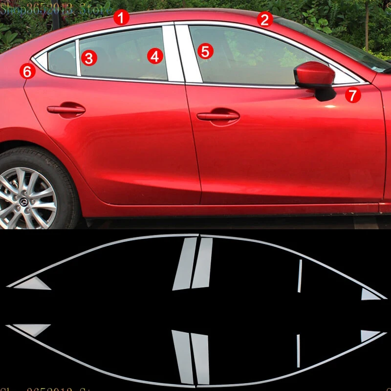 14 шт. для Mazda 3 Axela sedan- нержавеющая сталь двери оконная рама подоконник формовочная отделка автомобиля аксессуары для укладки