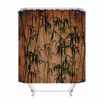

Custom Bamboo Bathroom Acceptable Shower Curtain Polyester Fabric Bathroom Curtain #180320-01-206