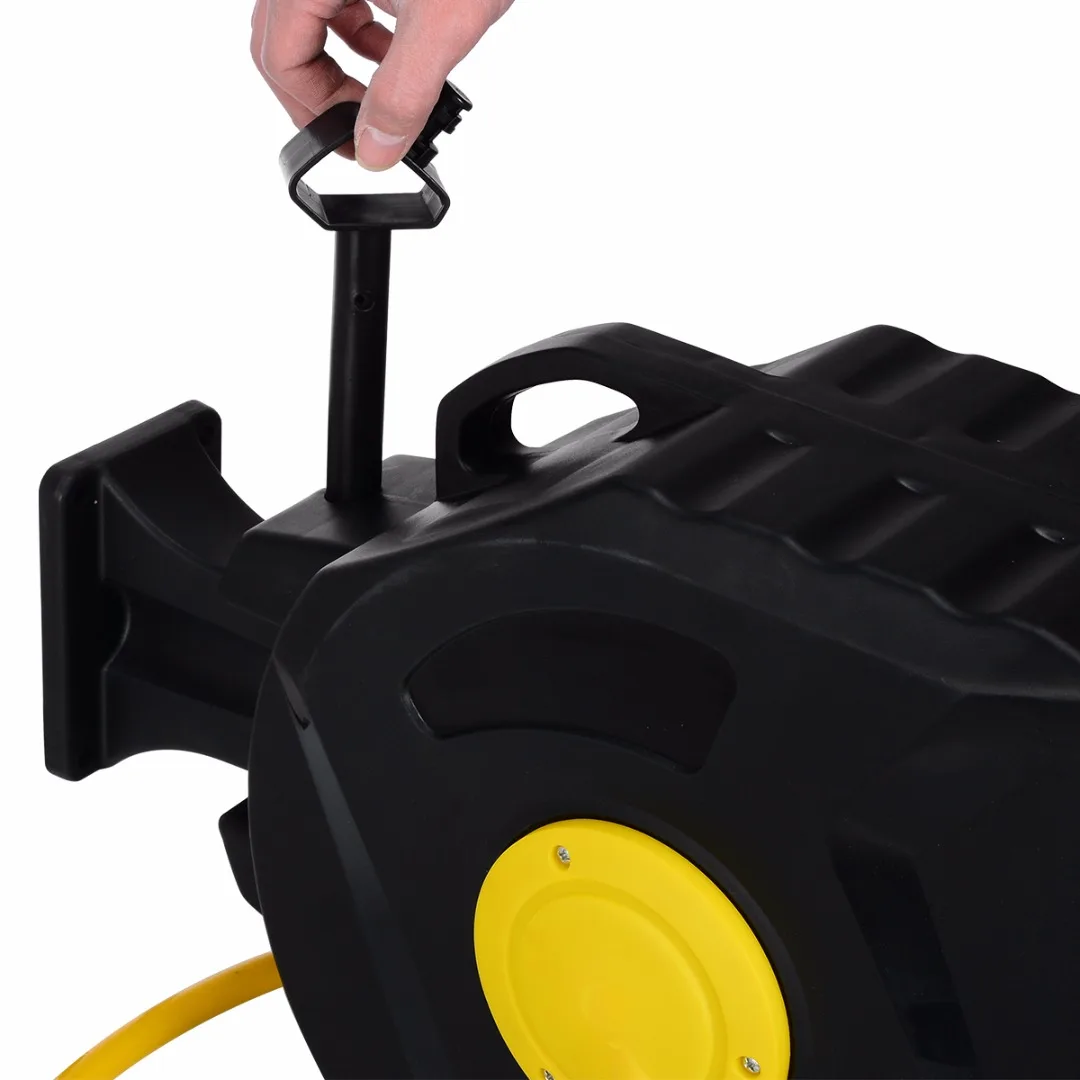 Retractable Air Compressor Hose Reel 3/8  X 50   Auto Rewind Garage Car Washing Tool PVC Garden Water Hose Reel Watering Tool