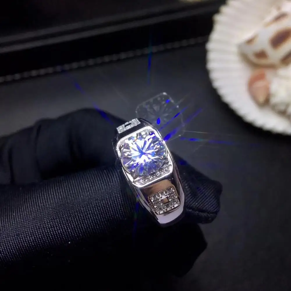 

crackling moissanite gemstone ring for man jewelry engagement ring for wedding 925 sterling silver ring birthday New Year gift