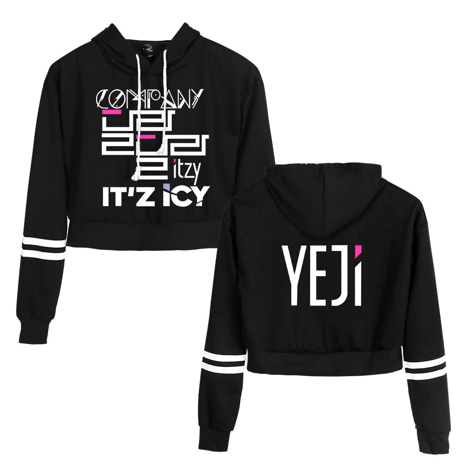 

Female Idol Group ITZY cropped hoodie sweatshirt women sexy harajuku Crop hoodies streetwear Jacket KPOP clothes