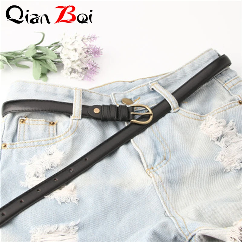 QianBei 10шт-много Новая мода женский Античный Черный ремень с металлической пряжкой джинсы женский ремень из искусственной кожи
