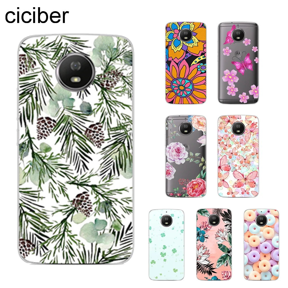 

ciciber Plant Flower Cover For Motorola Moto ONE C Z2 Z3 G5 G4 G5S G6 P30 E3 E4 E5 Plus Play Power X4 M Phone Cases TPU Capa