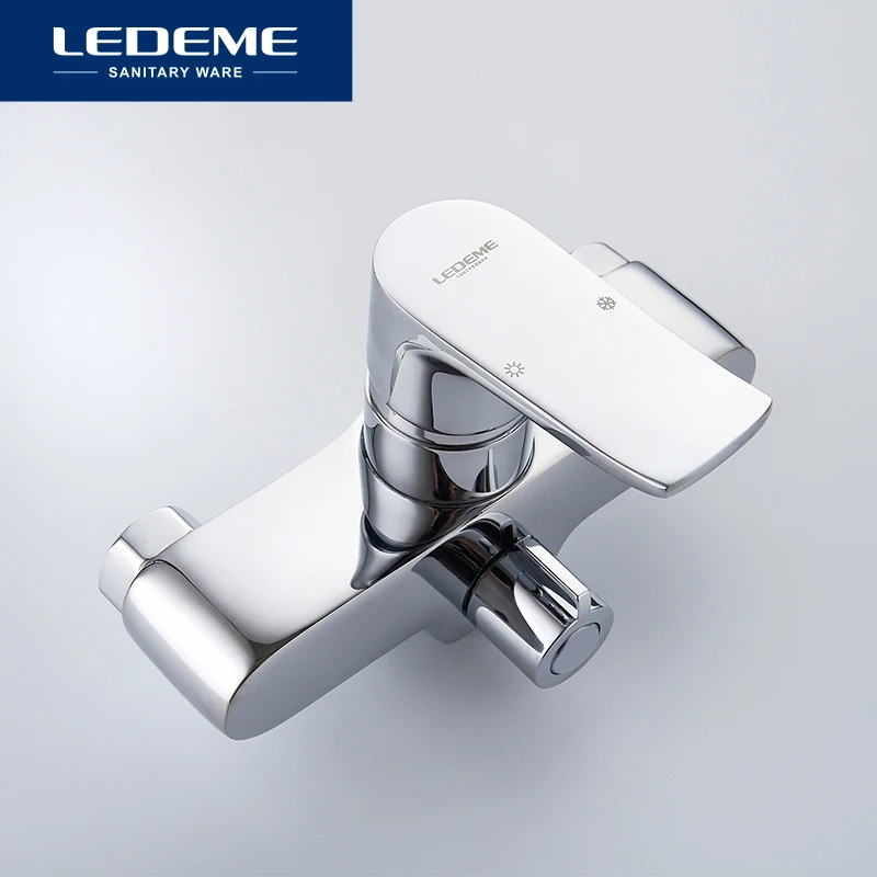 LEDEME Bathtub Faucet set for Bathroom Outlet Pipe Chrome Plated Bath Faucets Surface Brass Bathtub Faucets Shower Head L2234