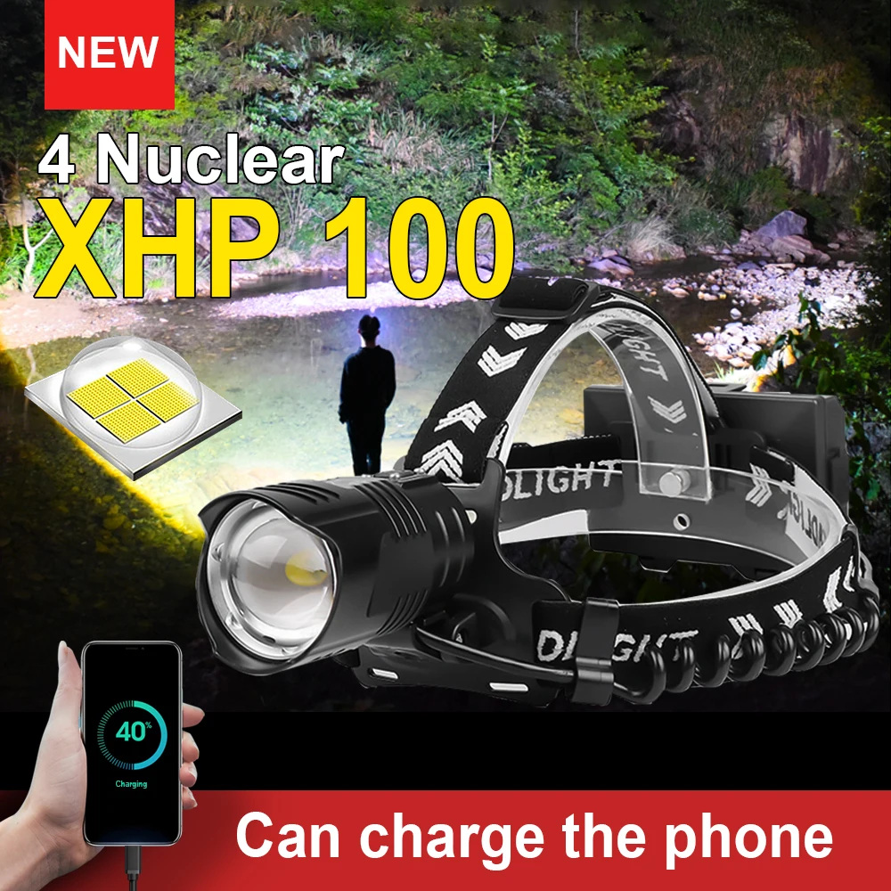 XHP 100 самый мощный usb налобный фонарь перезаряжаемый светодиодный фонарик XHP70.2