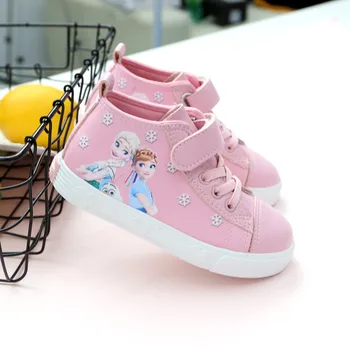

Fashion Beauty Children's Shoes New PU Girls Shoes Elsa Anna Princess Cartoon Running Flat Kids Sneaker For Girl Boots snow