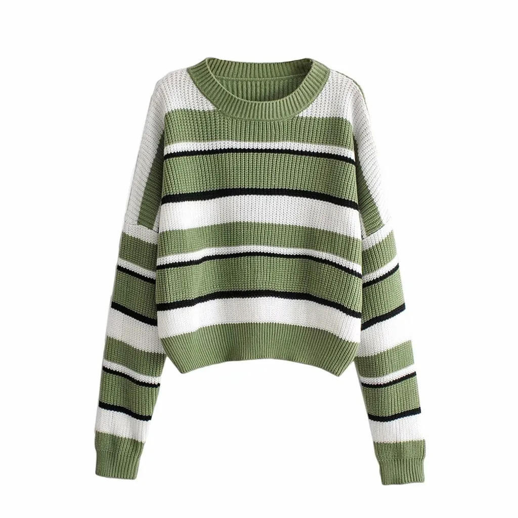 Jaycosin Модный осенне-зимний женский Повседневный свободный свитер с круглым вырезом и длинным рукавом для отдыха, приталенный пуловер, блузка, Топ 16#4
