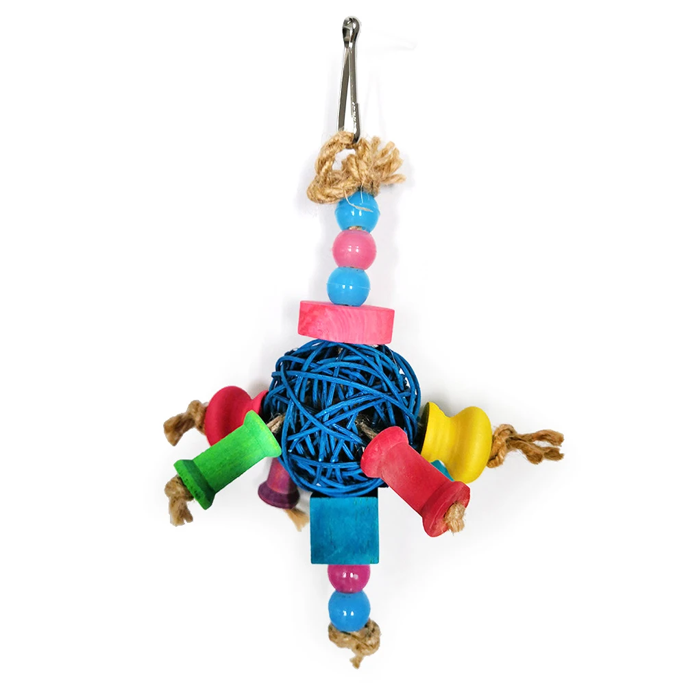 6Pcs Pet Bird Bell Ball Rope Swing Hanging Cage Ladder Play Chew Toys