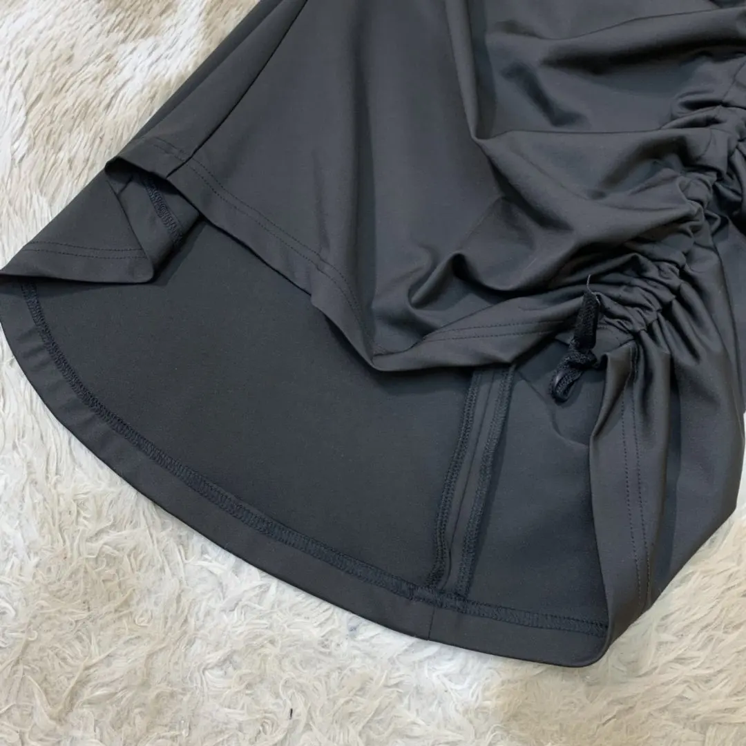 new ladies fashion long-sleeved round neck creased slim dress 1009