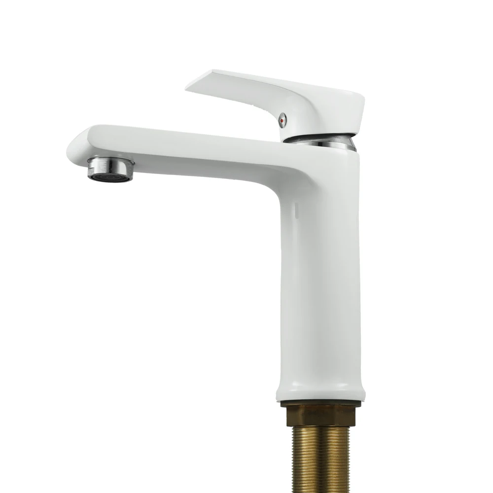 

Hot European-style Basin faucet Single-hole Baking Paint kitchen faucet Single Linked Bathroom Faucets kitchen mixer White Water