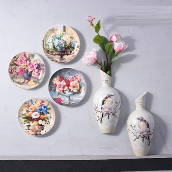 

PALACE WALL DISH DECOR FLOWERS PATTERN WALL HANGING PLATE CERAMIC DECORATION WALL BACKGROUND DISH MURAL FIGURINE R1644