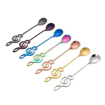 

304 Stainless Steel Musical Notes Coffee Spoon Stir Cup Music Scoop Ice Cream Stick Gift Spoon Kitchen Tool Accessories 2020
