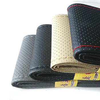 

Braid On Steering Wheel Car Steering Wheel Cover With Needles and Thread Artificial Leather Diameter 38cm Car-styling