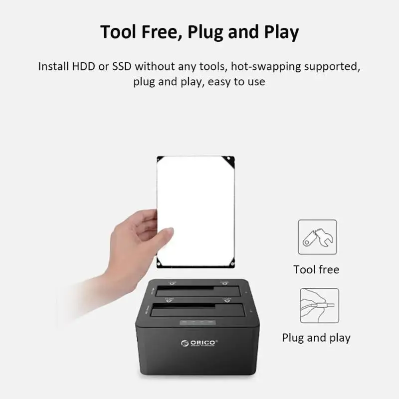 ORICO 6629US3-C 2 отсека SATA для USB 3,0 внешний жесткий диск Док-станция автономный клон дубликатор для 2,5/3,5 дюймов SSD HDD
