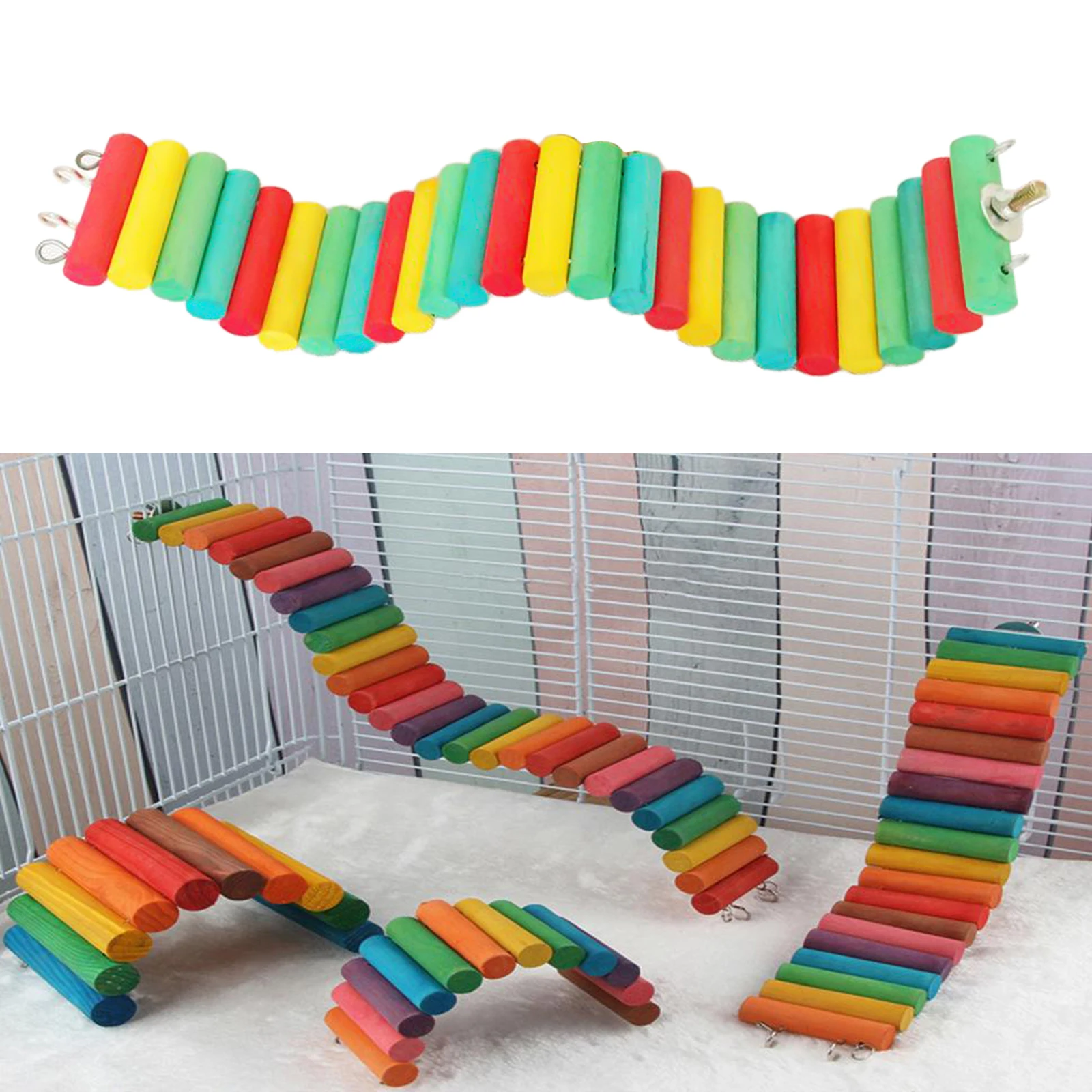 Bird Parrot Suspension Bridge Swing Stand Perch Cage Hanging Toys Small Animal Mice Squirrel Swing Rack Accessories