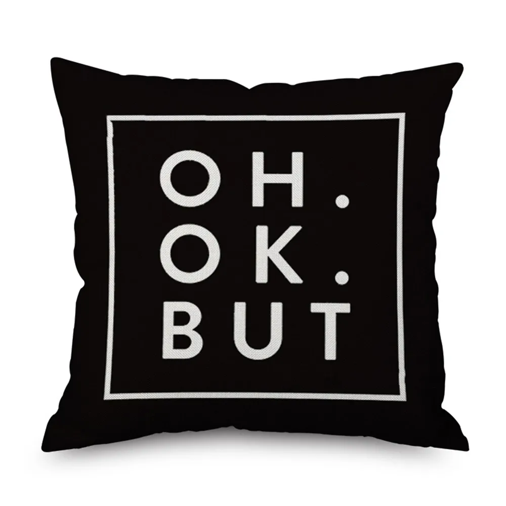 45* 45cm Square Lovers Decorative Throw Pillow Case Letters Pattern Printed Linen Pillowcase for Car Home Decoration