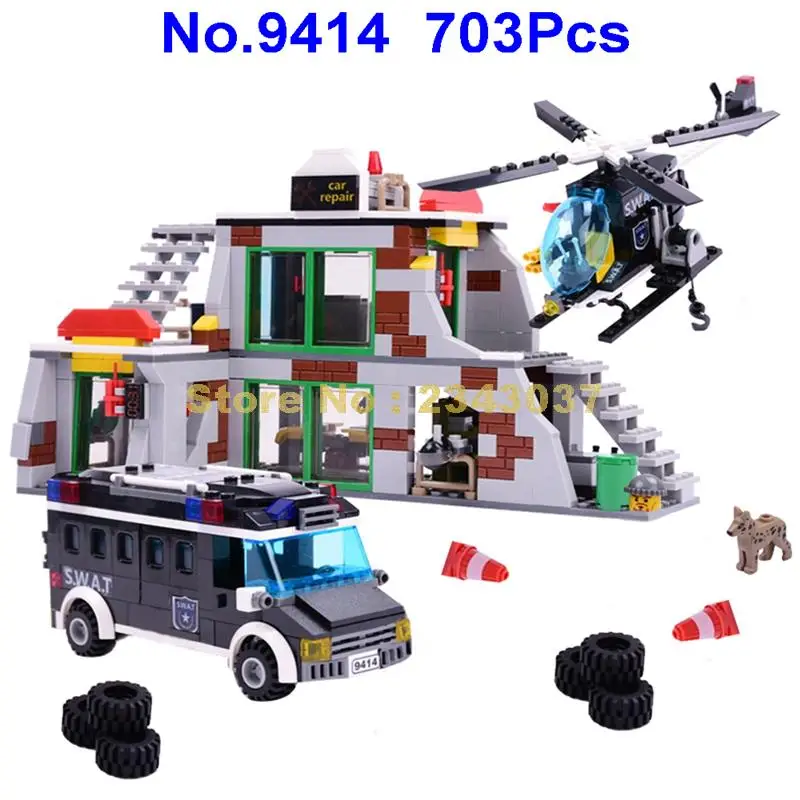 9414 703pcs Urban Police Swat Raid Terrorists Dens Helicopter Building Block 7 Toy | Игрушки и хобби