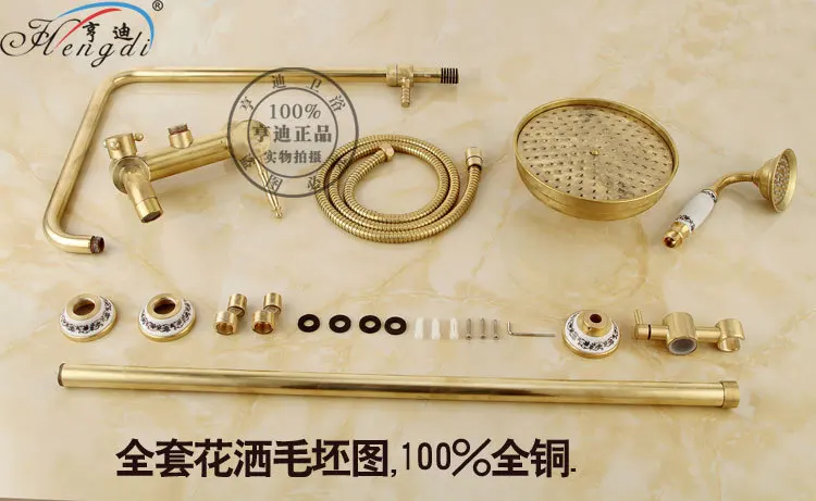 

Bathroom Retro antique copper Brass Shower Set Wall Mounted Phone Ceramic Handheld Mixer Tap Faucet 3-functions Mixer Valve