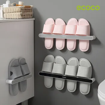 

Ecoco Bathroom Wall Mounted Slippers Hanger Shoe Organizer Home Room Storage Shoe Rack Space Saving Hanging Shelf Holder