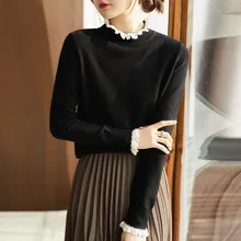 

Woolen Sweater Women Fall/winter Stand-collar Solid Color Slim Simple Cashmere Knit Top Female Base Pullover All-match Clothes