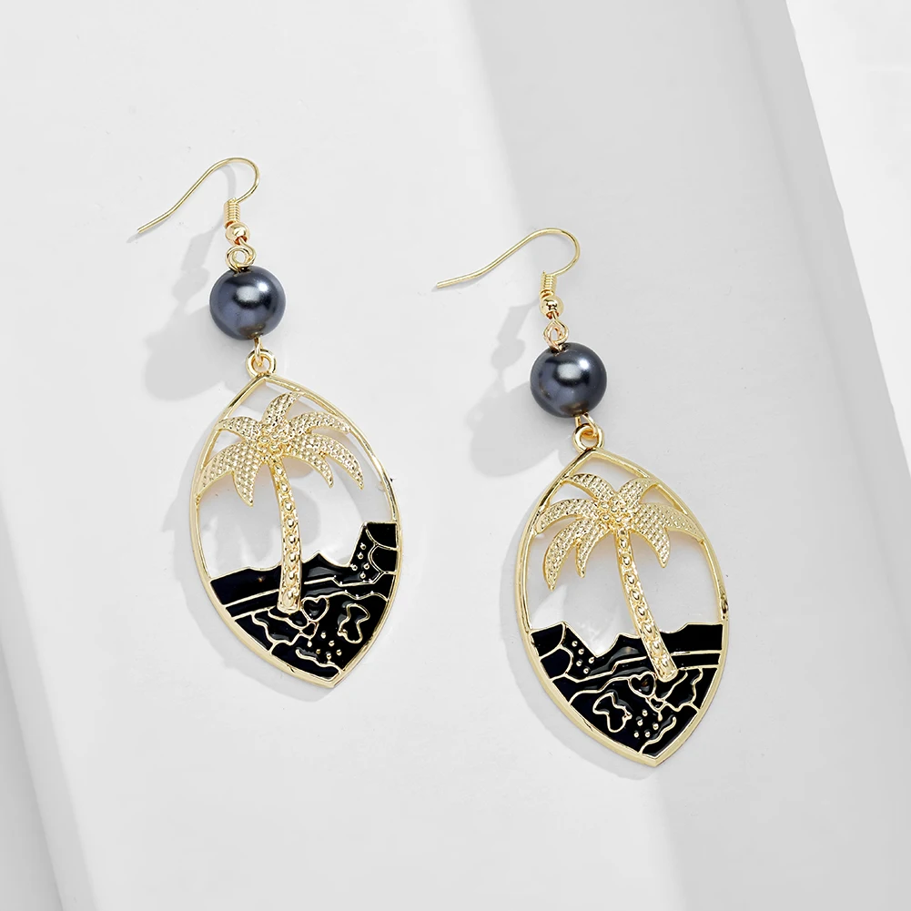 Cring Coco Fashion Hibiscus Flowers Jewelry Sets Female Holiday Zinc Alloy Dangling Drop Earrings Pendant Necklace Set for Women