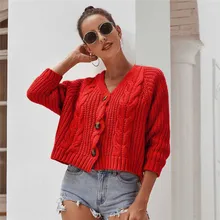 *#Best Price Solid Knit Sweater Women V Neck Sexy Short Sweater Long Sleeve Pullover Button Sweater Loose Pull Femme Nouveaute 40OCT21 *#Best Price Solid Knit Sweater Women V Neck Sexy Short Sweater Long Sleeve Pullover Button Sweater Loose Pull Femme Nouveaute 40OCT21