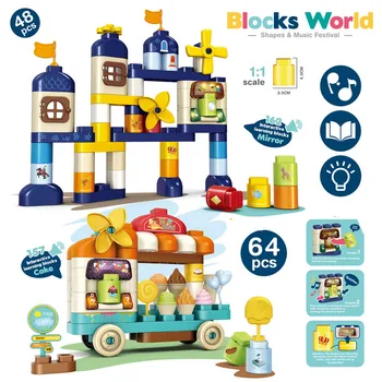 

DIY Music Building Blocks Compatible Duploed Train Priness Castle Big Size Blocks Bricks Toys for Children Gifts