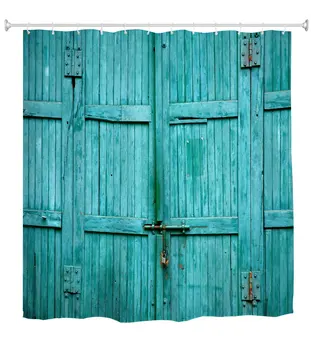 

Barn Door Shower Curtain, Waterproof Polyester Fabric Bathroom Bath Curtains, Turquoise
