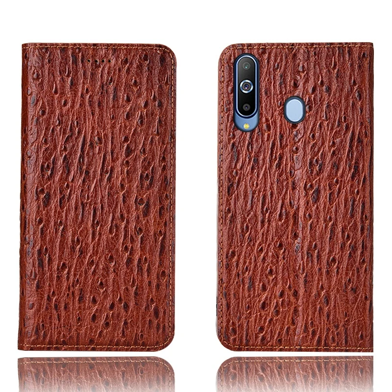 

Ostrich Pattern Genuine Leather Ultra Thin Card Slot Case For Samsung Galaxy A8S/Samsung Galaxy A6S Magnetic Case Coque Funda