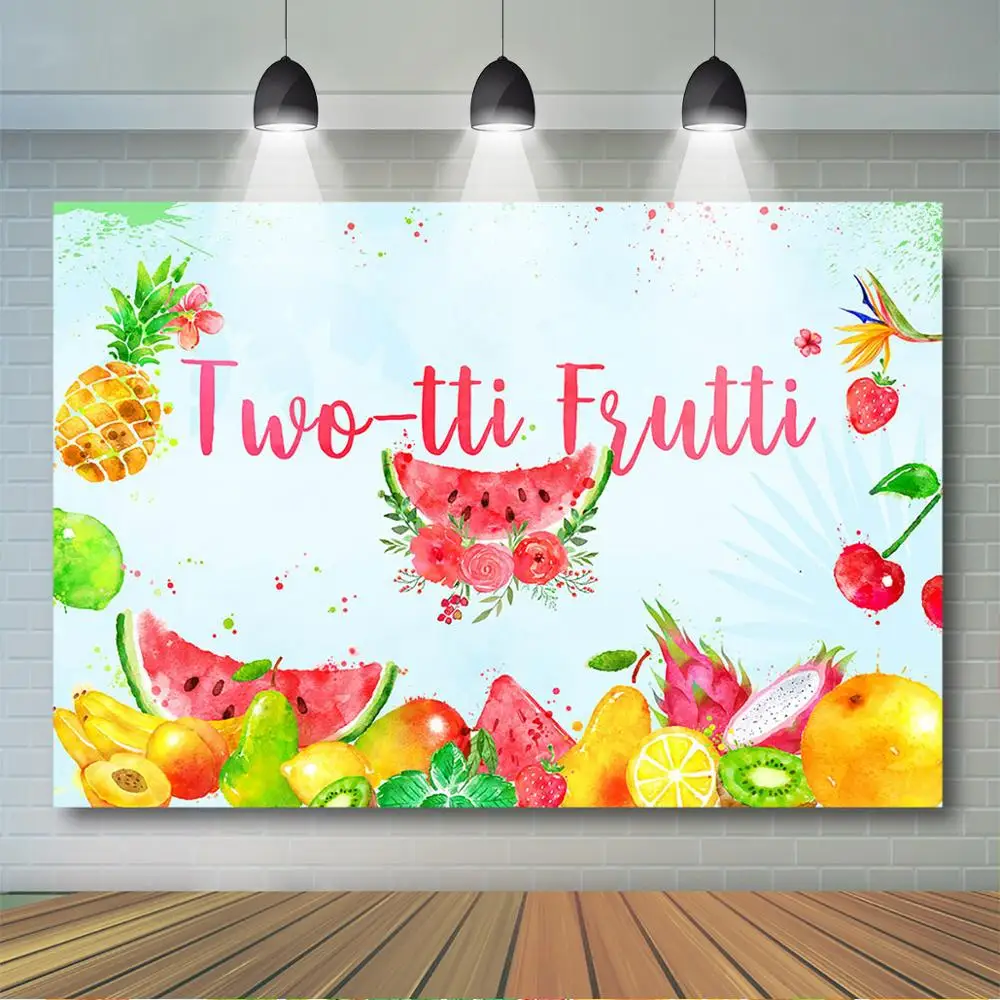 Twotti Frutti Backdrop Girls Summer Second Birthday Party Decor Watercolor Tutti Fruity Background Banner | Электроника