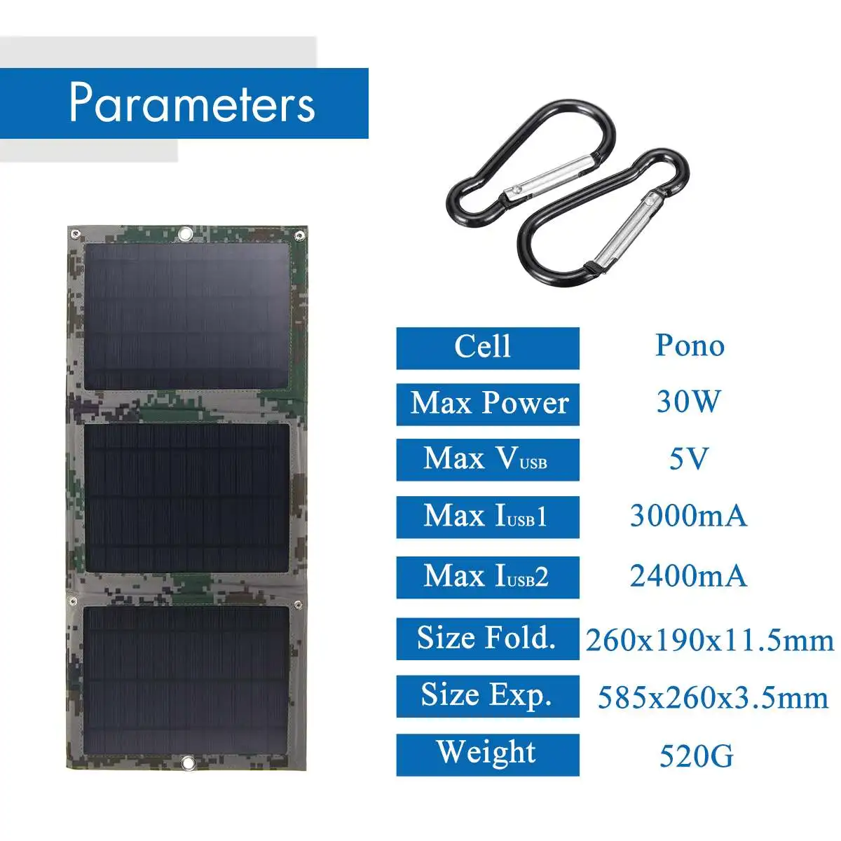 Новейшая 30 Вт 5 В складная солнечная батарея зарядное устройство солнечная панель монокристаллическая солнечная батарея посылка с двумя USB для рюкзака