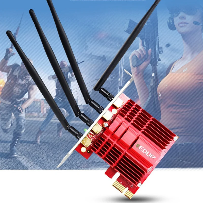 EDUP PCI-E 1900 Мбит/с WiFi карта адаптер 2,4 ГГц/5 ГГц Двухдиапазонная беспроводная сетевая карта с антеннами для настольного ПК