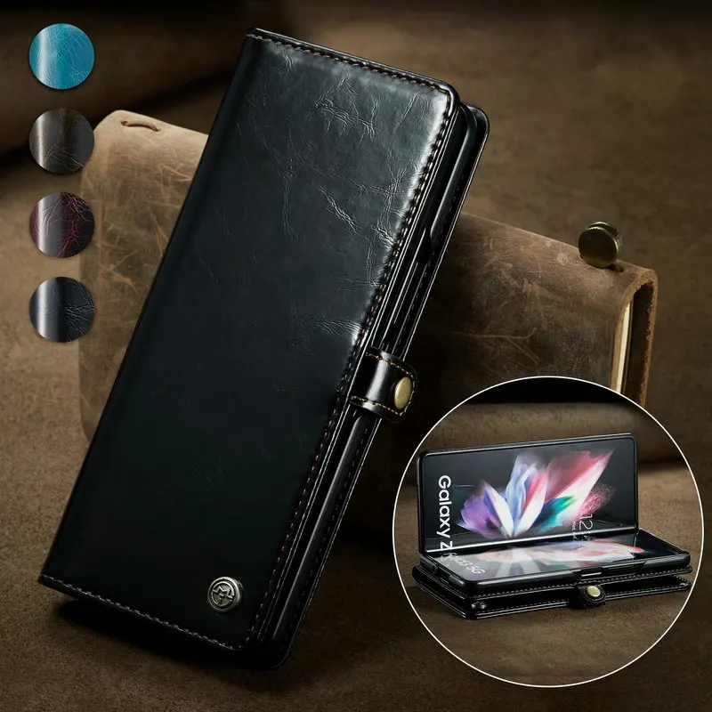 Caseme Retro Leather Z Fold 3 Wallet Case For Samsung Z Fold 3 Card