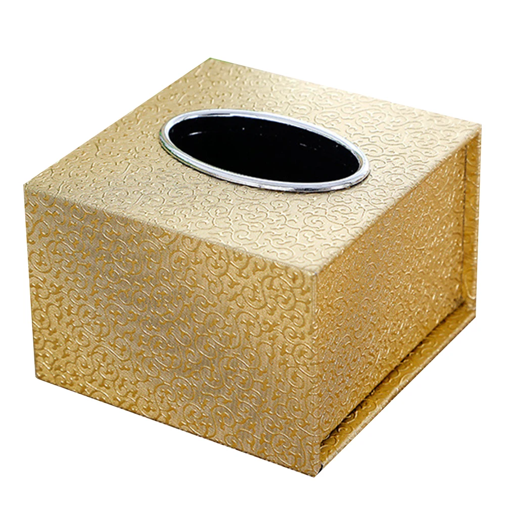 Inner Car PU Leather Home Office Stylish Durable Tissue Holder Square Waterproof Box - Цвет: gold cloud