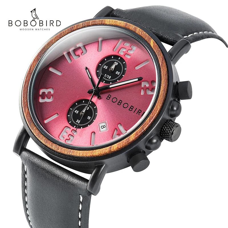 

relojes hombre BOBOBIRD Men Watch Luminous Hand Date Display Fashion Wrist Watches Chronograph Best Gift with Box V-S28