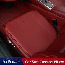 

Car Seat Cushion Pillow For Porsche Cayenne Macan Universal For All Seasons Breathable Leather Interior Accessories Black