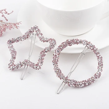 

1 Pcs 2019 New Fashion Crystal Rhinestones Hairpin Star Triangle Round Shape Women Hair Clips Barrettes Hair Styling Accessories