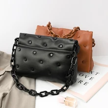 

Thick Chain Crossbody Bag For Women 2021Soft leather Shoulder bag Luxury rivet designer Hobo Bag Brand Handbag female Armpit Bag