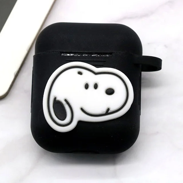 Милый мультяшный беспроводной Чехол для наушников для Apple AirPods 2 Силиконовый чехол для зарядки наушников Защитный чехол для AirPods - Цвет: blacksnoo