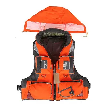 

1PC Professional Fishing Life Vest Adult Reflective Detachable Collar Hooded Waistcoat Jacket