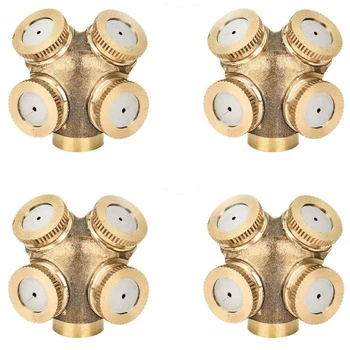 

4 Piece 1/4 Inch Misting Spray Nozzle 4 Holes Garden Sprinklers Irrigation Connector Fitting External Thread Water Pipe