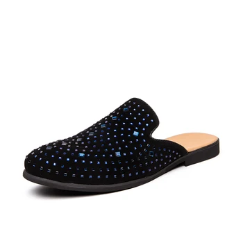 

New men's slippers black men's half slippers non-slip sandals men's casual shoes beach flat shoes comfortable flip-flops