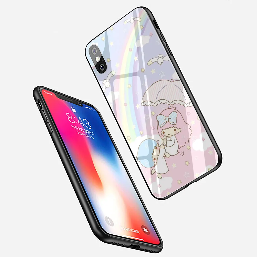 EWAU My Melody Little Две звезды чехол из закаленного стекла для телефона iPhone 11 Pro 6 6S Plus 7 8 Plus X XS XR XS Max