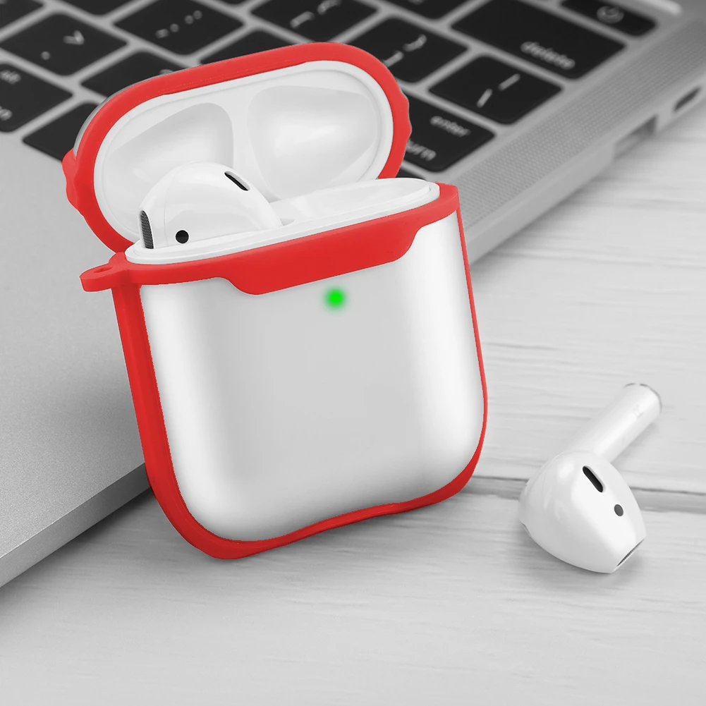 Чехол для Apple Airpods, прозрачный матовый чехол для наушников, аксессуары, беспроводной Bluetooth чехол для iPhone Airpods 2, чехол, сумка - Цвет: Red